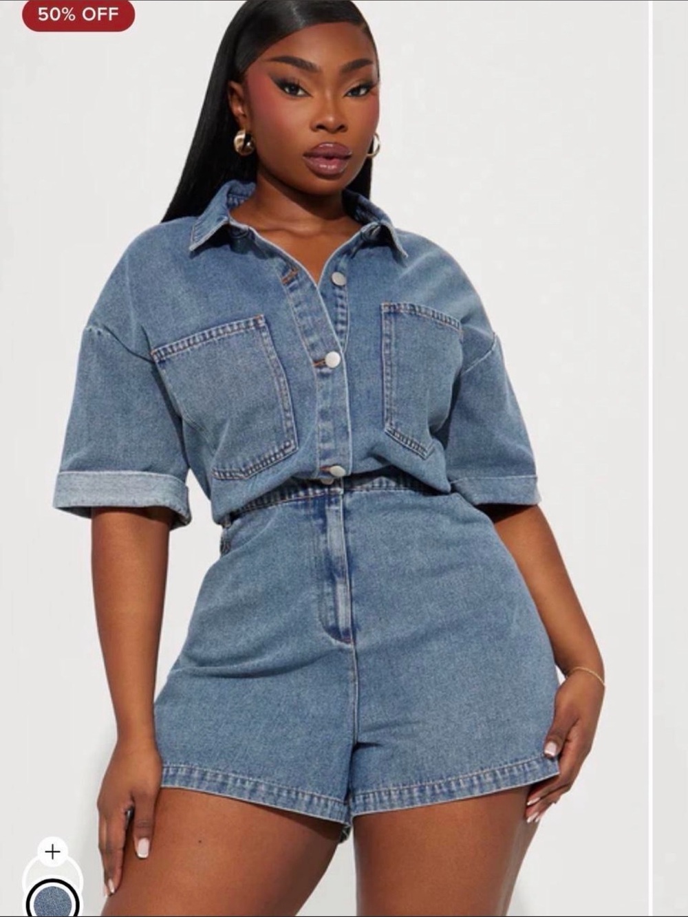 Fashion Nova Blue Denim Short Overalls